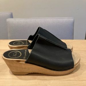 No. 6 Freda clog wedge heel black leather 35